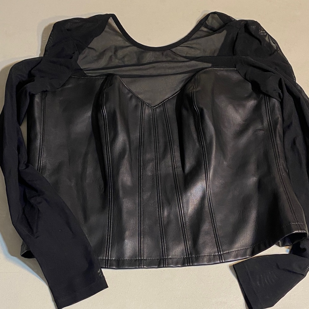 Bar III Black Faux Leather Top